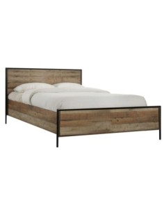 PALLET Κρεβάτι Διπλό, για Στρώμα 160x200cm, Μέταλλο Βαφή Μαύρο, Antique Oak
