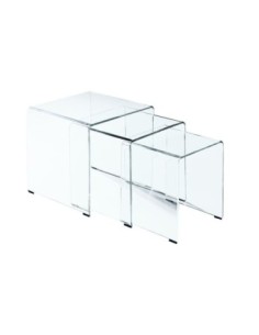 GLASSER Clear Side Tables (Set-3) 42x42x42cm
