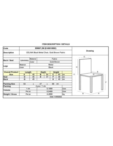 CELINA Καρέκλα Μέταλλο Βαφή Μαύρο,...