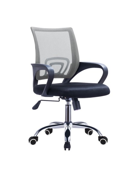 BF2101-F Πολυθρόνα Γραφείου με Ανάκλιση, Μέταλλο Χρώμιο Mesh Γκρι - Μαύρο