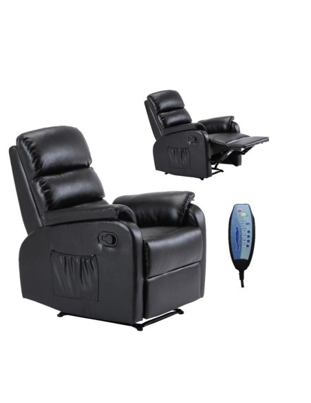 COMFORT Massage-Relax Armchair, Pu Black