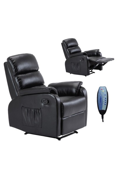 COMFORT Massage-Relax Armchair, Pu Black