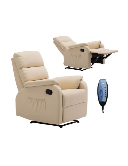 COMFORT Massage-Relax Armchair, Pu Beige