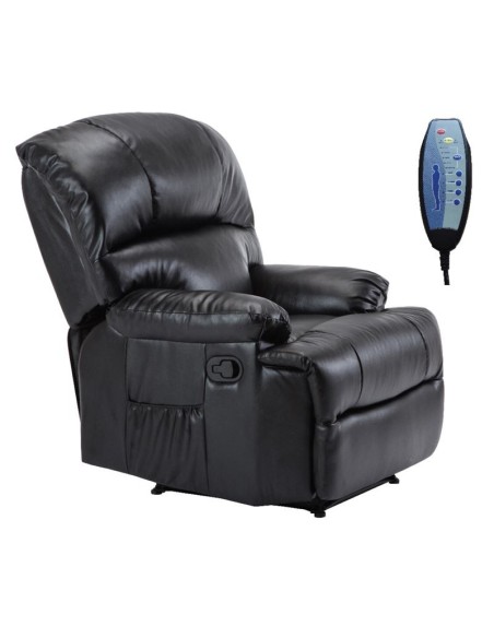 SPACE Πολυθρόνα Massage Σαλονιού - Καθιστικού PU Μαύρο