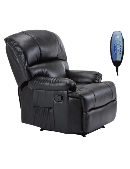 SPACE Πολυθρόνα Massage Σαλονιού - Καθιστικού PU Μαύρο