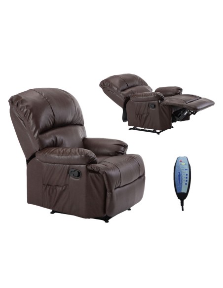 SPACE Πολυθρόνα Massage Σαλονιού - Καθιστικού, PU Καφέ