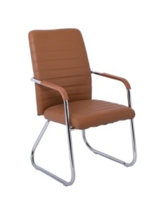 COLLET Visitor Armchair/Chromed Frame/Brown Pu