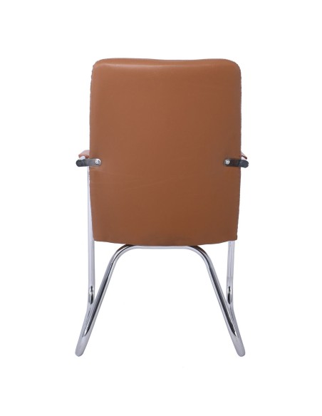 COLLET Πολυθρόνα Γραφείου Επισκέπτη Μέταλλο Χρώμιο, Pu Καφέ