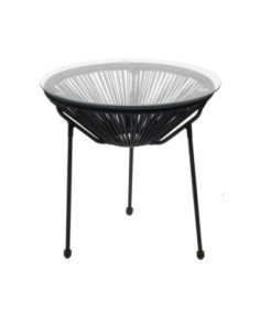 ACAPULCO Side Table D.50 Black Steel, Black Plastic Rattan