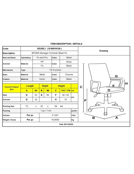 BF6400 Manager Armchair Black Pu