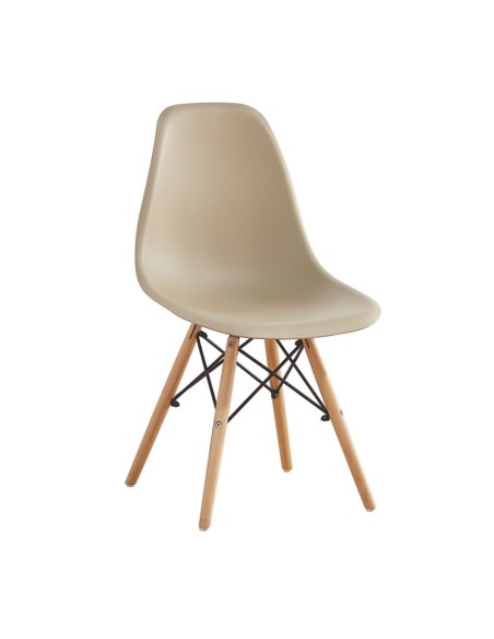 ART Wood Καρέκλα Τραπεζαρίας - Κουζίνας, Πόδια Οξιά, Κάθισμα PP Tortora - 1 Step K-D