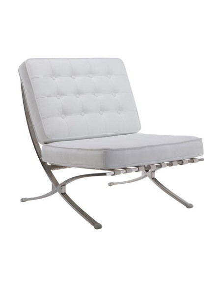 BARCELONA τ. Καρέκλα Σαλονιού Καθιστικού Inox - PU Άσπρο