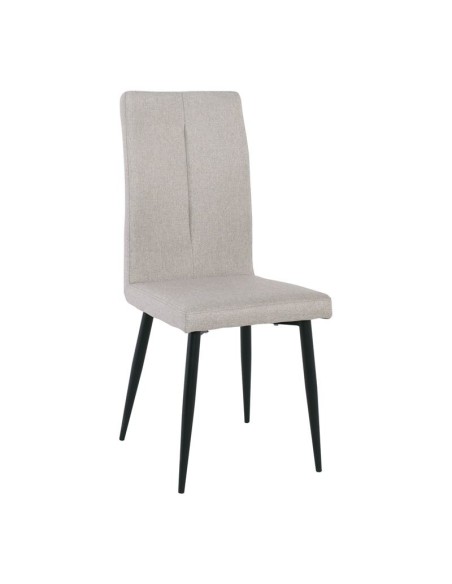 MINA Καρέκλα Τραπεζαρίας Κουζίνας, Μέταλλο Βαφή Μαύρο, Ύφασμα Μπεζ