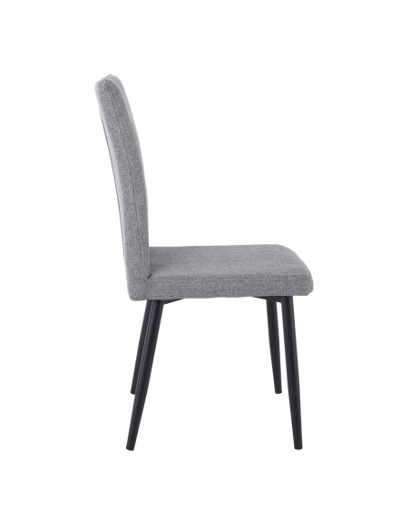 MINA Καρέκλα Τραπεζαρίας Κουζίνας, Μέταλλο Βαφή Μαύρο, Ύφασμα Grey-Brown