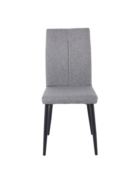 MINA Καρέκλα Τραπεζαρίας Κουζίνας, Μέταλλο Βαφή Μαύρο, Ύφασμα Grey-Brown