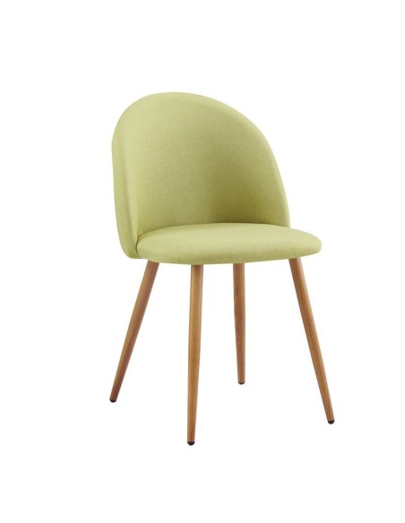 BELLA Καρέκλα Τραπεζαρίας, Μέταλλο Βαφή Φυσικό, Ύφασμα Απόχρωση Lime