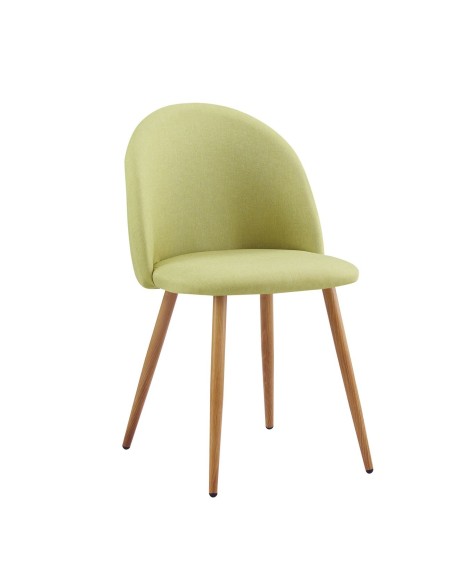 BELLA Καρέκλα Τραπεζαρίας, Μέταλλο Βαφή Φυσικό, Ύφασμα Απόχρωση Lime