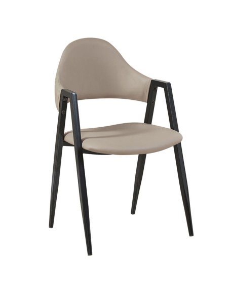 DELTA Armchair Metal Black-Pu Cappuccino