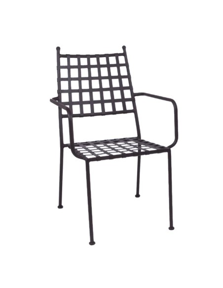 PATON Πολυθρόνα Κήπου Βεράντας, Μέταλλο Βαφή Sand Brown Mesh - Στοιβαζόμενη