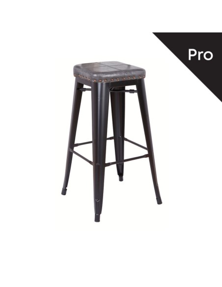 RELIX Bar Stool-Pro Metal Black Matte-Pu Dark Grey