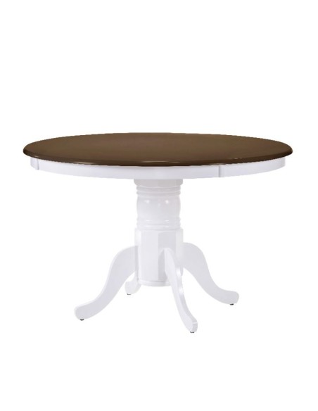 NIRVANA Τραπέζι Ροτόντα Τραπεζαρίας-Κουζίνας, Επεκτεινόμενο, Άσπρο - Καρυδί