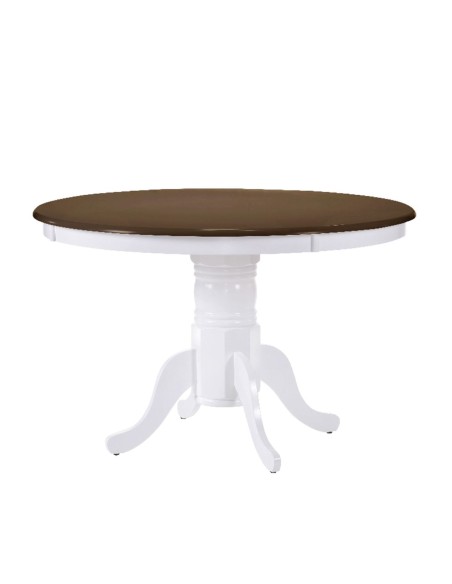 NIRVANA Τραπέζι Ροτόντα Τραπεζαρίας-Κουζίνας, Επεκτεινόμενο, Άσπρο - Καρυδί