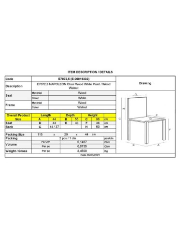 NAPOLEON Καρέκλα Τραπεζαρίας Ξύλο...