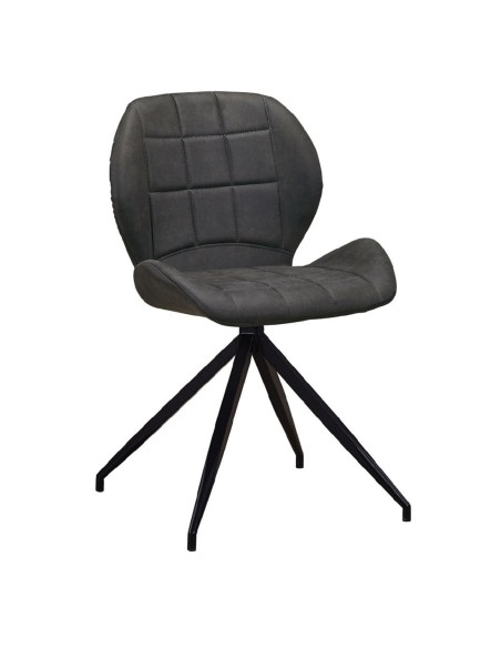 NORMA Καρέκλα Τραπεζαρίας Μέταλλο Βαφή Μαύρο, Ύφασμα Suede Ανθρακί