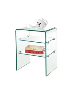 GLASSER Clear Bedside with Shelves 50x40x58cm Clear 10/6mm Glass