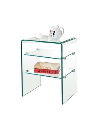 GLASSER Clear Bedside with Shelves...