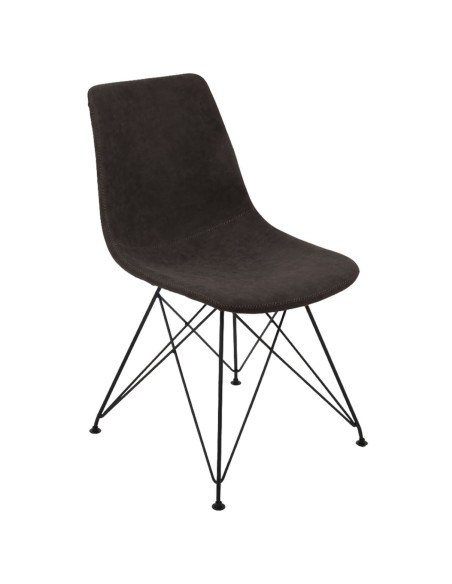 PANTON Καρέκλα Μέταλλο Βαφή Μαύρη, PU Vintage Black