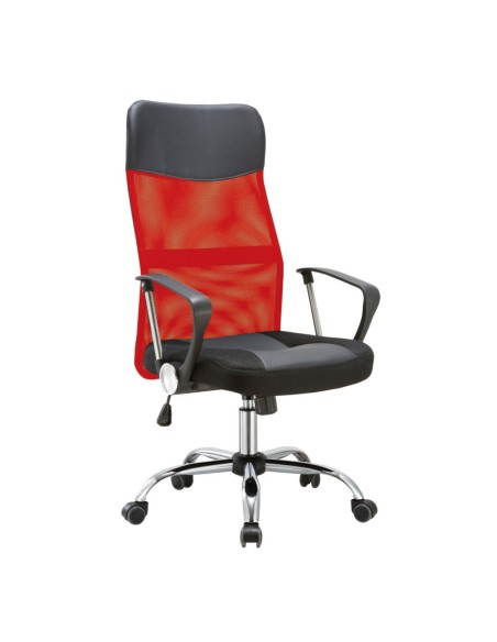 BF2400-PVC Manager Armchair Chromed Base-Pvc&Mesh Red-Black