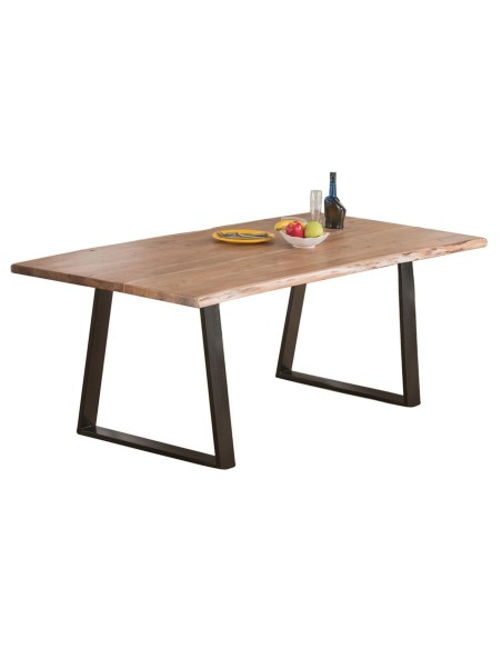 LIZARD Slim Τραπέζι Τραπεζαρία Σαλονιού-Κουζίνας Μέταλλο Βαφή Μαύρο, Ξύλο Ακακία Φυσικό