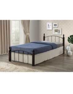 ARAGON Bed (for Mattress 90x190cm) Metal Black-Wood Walnut