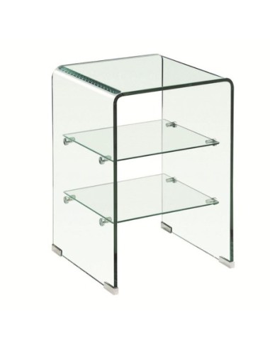 GLASSER Clear Bedside with Shelves...