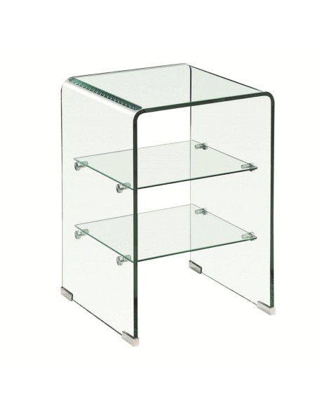 GLASSER Clear Bedside with Shelves 40x40x60cm Clear 10-5mm Glass