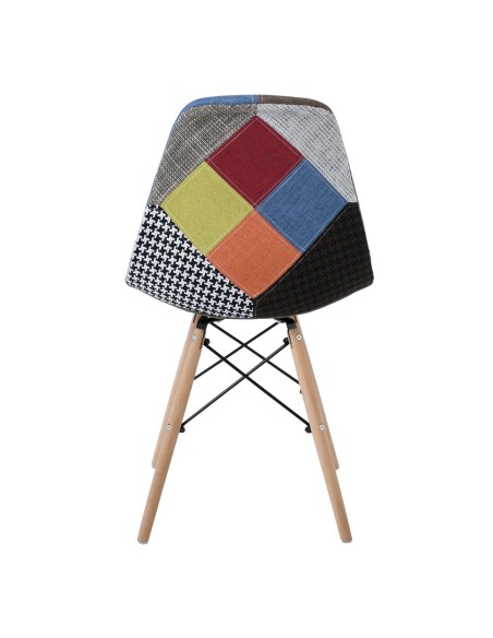 ART Wood Καρέκλα Τραπεζαρίας, Πόδια Οξιά, Κάθισμα PP με Ύφασμα Patchwork