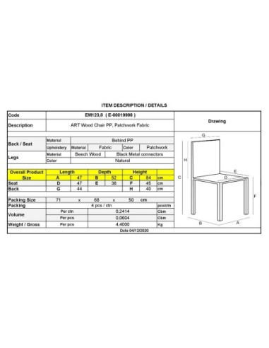 ART Wood Καρέκλα Τραπεζαρίας, Πόδια...