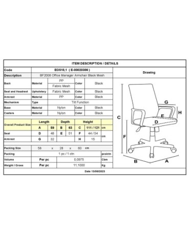 BF2008 Manager Armchair Black Mesh