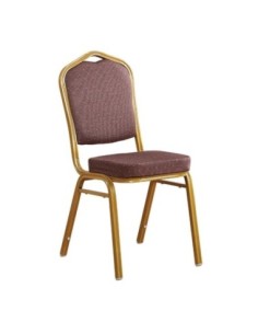 HILTON Banquet chair/Gold Metal Frame/Brown Fabric