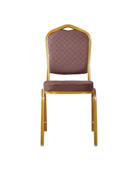 HILTON Καρέκλα Μέταλλο Βαφή Gold, Ύφασμα Καφέ