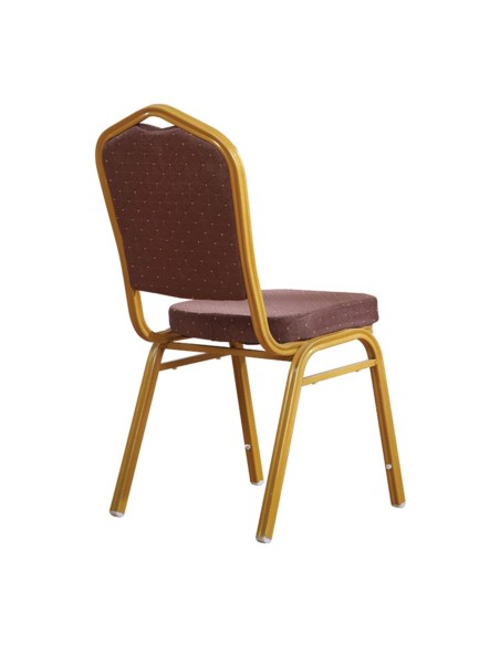 HILTON Καρέκλα Μέταλλο Βαφή Gold, Ύφασμα Καφέ