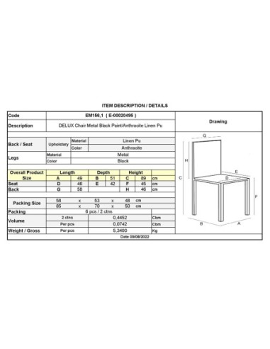 DELUX Chair Metal Black...