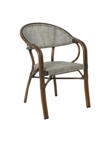 VEGERA Armchair Alu Walnut-Textilene Beige