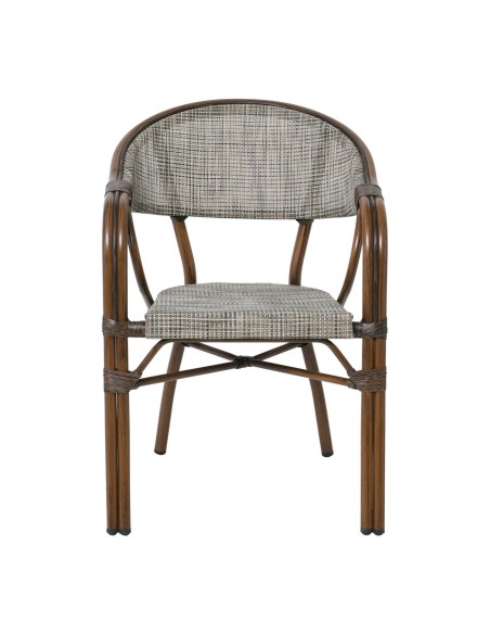 VEGERA Armchair Alu Walnut-Textilene Beige