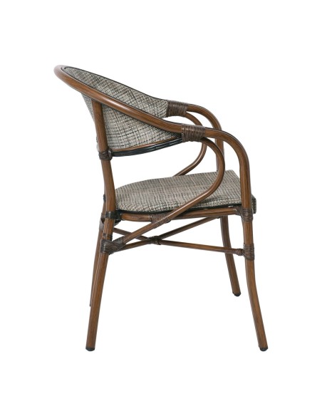 VEGERA Armchair Alu Walnut-Textilene Beige