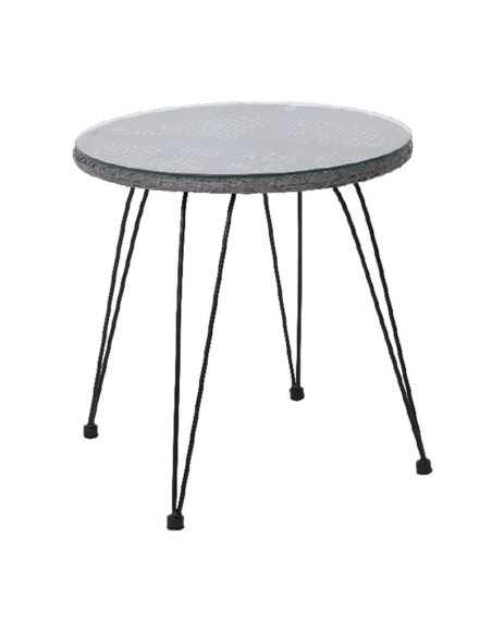 SALSA Table D52cm Steel Black-Wicker Grey