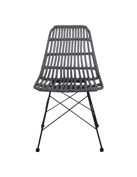 SALSA Καρέκλα Κήπου Βεράντας Μέταλλο Βαφή Μαύρο, Wicker Γκρι