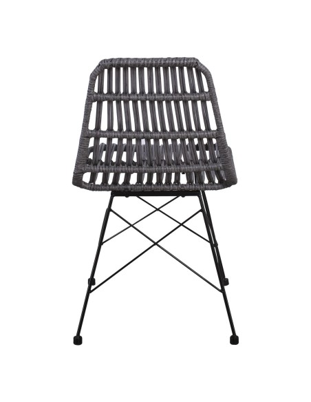 SALSA Καρέκλα Κήπου Βεράντας Μέταλλο Βαφή Μαύρο, Wicker Γκρι