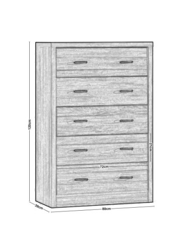 CALIBER Dresser 5-Drawers 80x39x120...